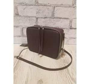 Сумка женская "КВАДРО" натуральная кожа, суперматовый баклажан гладкий Сумка женская "КВАДРО" натуральная кожа, суперматовый баклажан гладкий