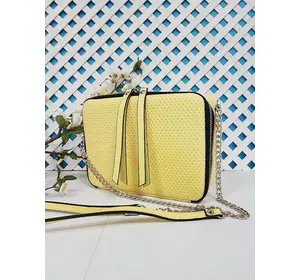 Сумка женская "КВАДРО" натуральная кожа, желтая матовая плетенка Сумка женская "КВАДРО" натуральная кожа, желтая матовая плетенка