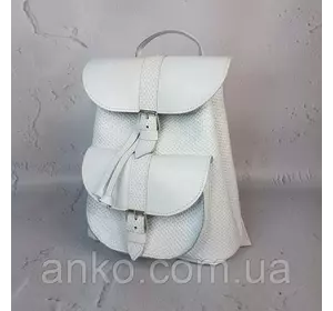 Рюкзак женский "ВОЯЖ" натуральная кожа, белая под плетенку