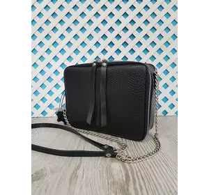 Сумка женская "КВАДРО" натуральная кожа, черная матовая под рептилию Сумка женская "КВАДРО" натуральная кожа, черная матовая под рептилию