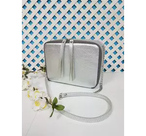 Сумка женская "КВАДРО" натуральная кожа, серебряный флотар Сумка женская "КВАДРО" натуральная кожа, серебряный флотар