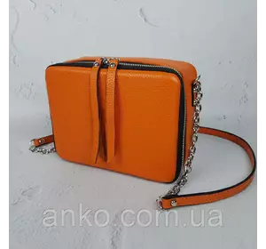 Сумка женская "КВАДРО" натуральная кожа, оранжевая флотар Сумка женская "КВАДРО" натуральная кожа, оранжевая флотар