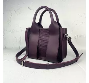 Сумка женская "Фиона S" натуральная кожа, баклажан матовая с тиснением плетенка Сумка женская "Фиона S" натуральная кожа, баклажан матовая с тиснением плетенка