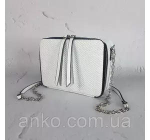 Сумка женская "КВАДРО" натуральная кожа, белая матовая плетенка Сумка женская "КВАДРО" натуральная кожа, белая матовая плетенка