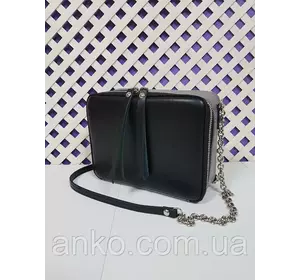 Сумка женская "КВАДРО" натуральная кожа, черная с серой комбинированная Сумка женская "КВАДРО" натуральная кожа, черная с серой комбинированная