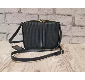 Сумка женская "КВАДРО" натуральная кожа, серо-синяя плетенка с кожаным ремнем Сумка женская "КВАДРО" натуральная кожа, серо-синяя плетенка с кожаным ремнем