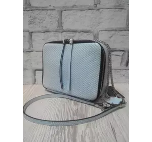 Сумка женская "КВАДРО" натуральная кожа, небесно-голубая плетенка Сумка женская "КВАДРО" натуральная кожа, небесно-голубая плетенка