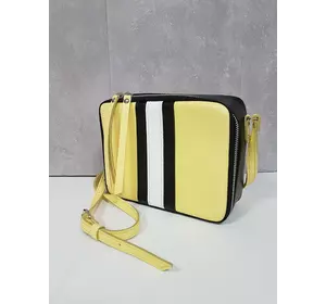 Сумка женская "КВАДРО" натуральная кожа, желтая матовая комбинированная Сумка женская "КВАДРО" натуральная кожа, желтая матовая комбинированная