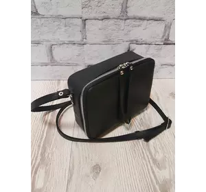 Сумка женская "КВАДРО" натуральная кожа, черная матовая кожаный ремень Сумка женская "КВАДРО" натуральная кожа, черная матовая кожаный ремень