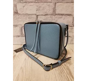 Сумка женская "КВАДРО" натуральная кожа, голубая плетенка Сумка женская "КВАДРО" натуральная кожа, голубая плетенка