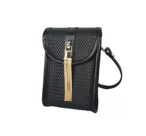 Сумка женская "Лайк" натуральная кожа, черная  тиснение плетенка,с цепочкой Сумка женская "Лайк" натуральная кожа, черная  тиснение плетенка,с цепочкой