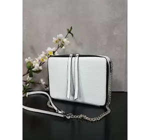 Сумка женская "КВАДРО" натуральная кожа, белая матовая под рептилию Сумка женская "КВАДРО" натуральная кожа, белая матовая под рептилию